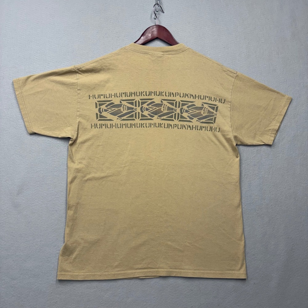 Hanes T-Shirt Mens Large Tan Maui Humuhumunukunukuapua'a Graphic Y2K Cotton Tee